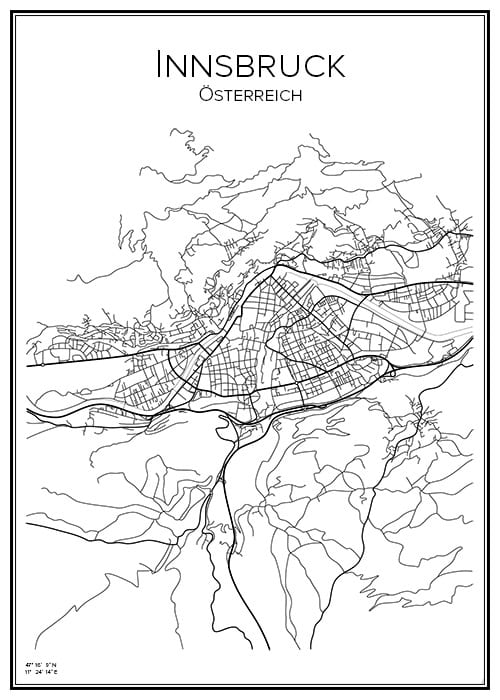Stadskarta över Innsbruck