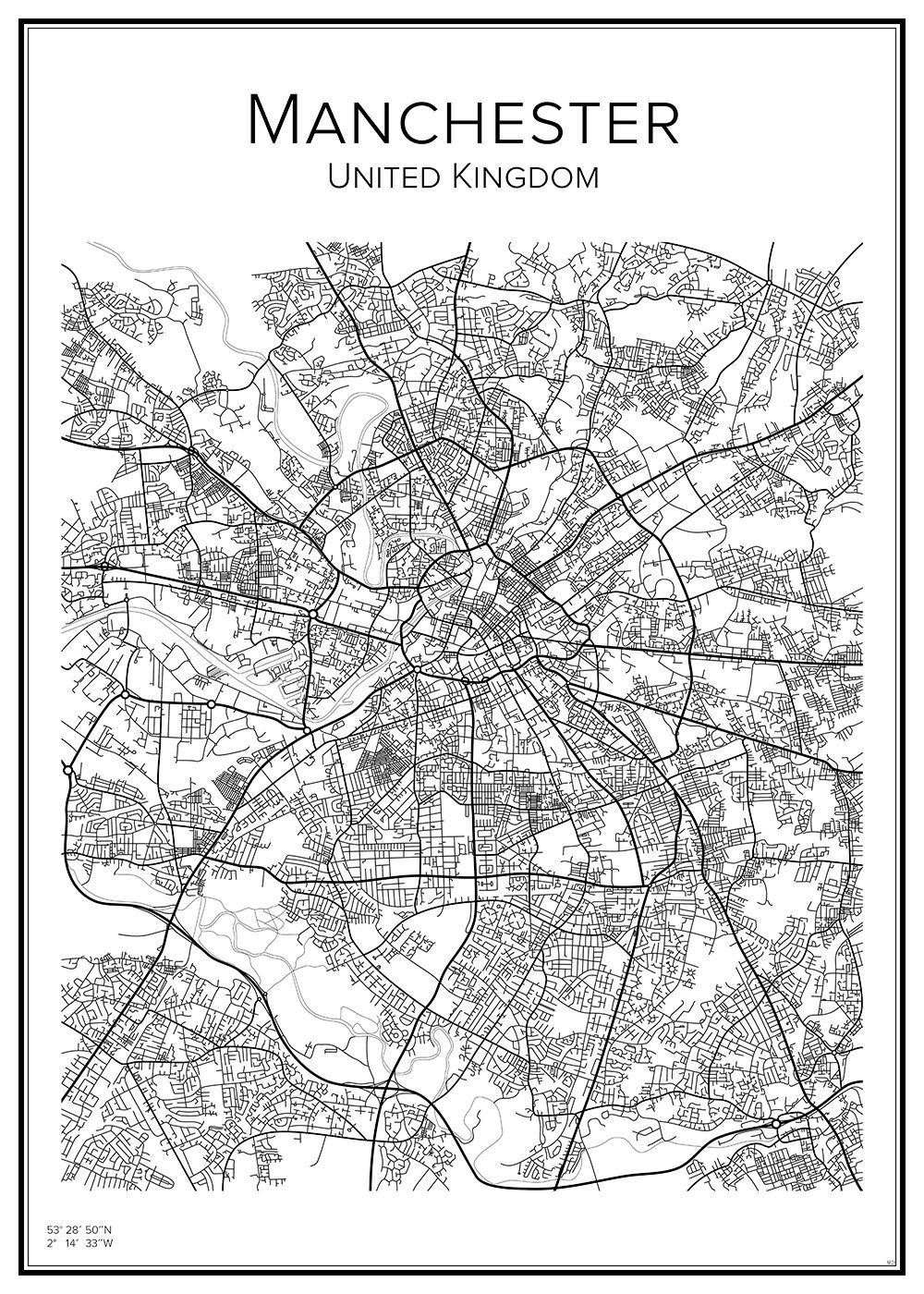 Stadskarta över Manchester