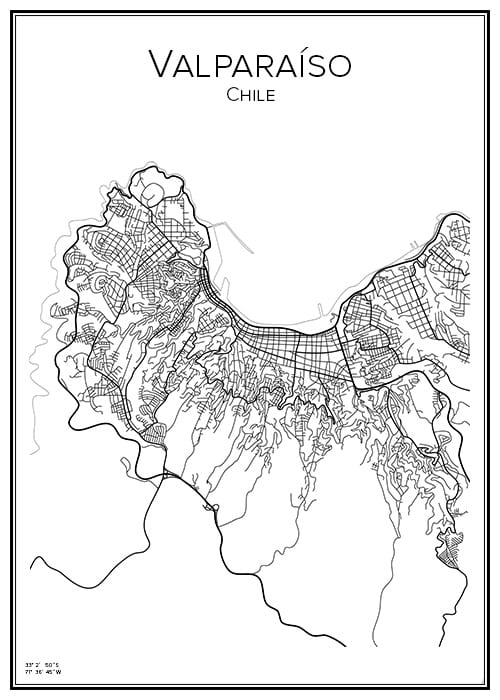 Stadskarta över Valparaiso