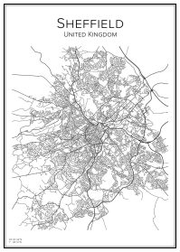 Stadskarta över Sheffield