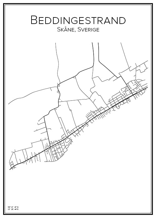 Stadskarta över Beddingestrand