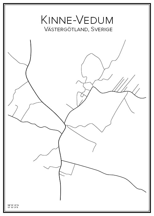 Stadskarta över Kinne-Vedum