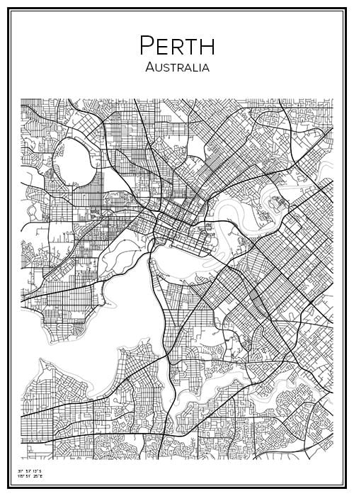 Stadskarta över Perth