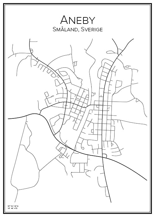 Stadskarta över Aneby