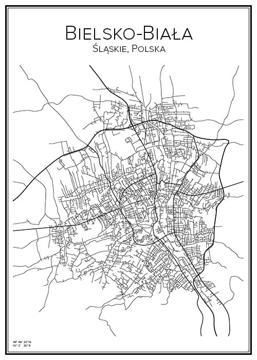 Stadskarta över Bielsko-Biała