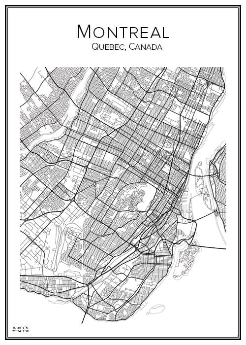 Stadskarta över Montreal