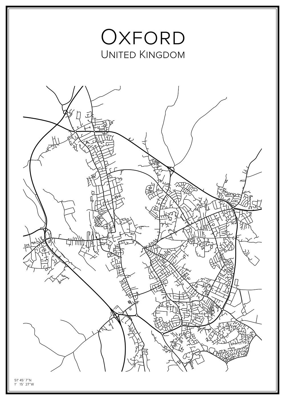 Stadskarta över Oxford