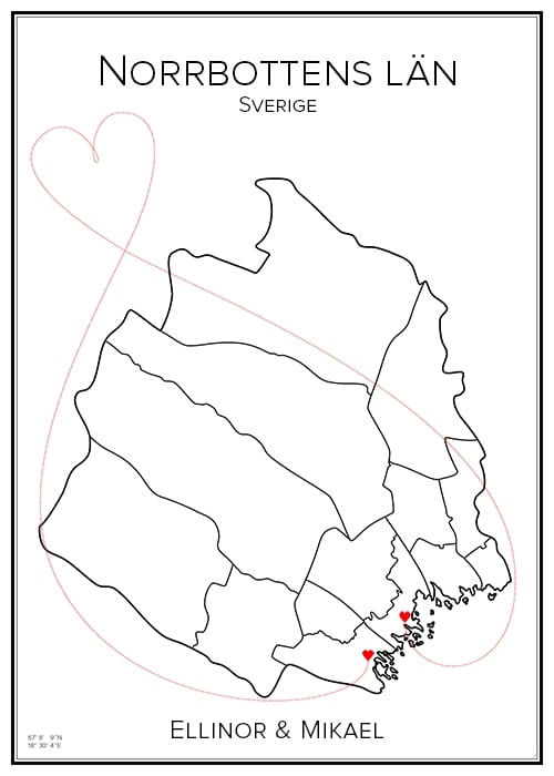 Kärlekskarta över Norrbottens län