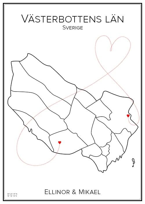 Kärlekskarta över Västerbottens län