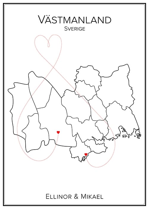 Kärlekskarta över Västmanland