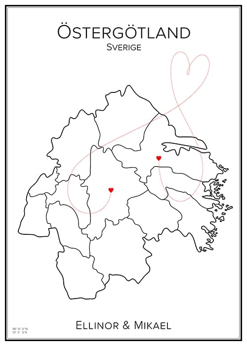 Kärlekskarta - Östergötland