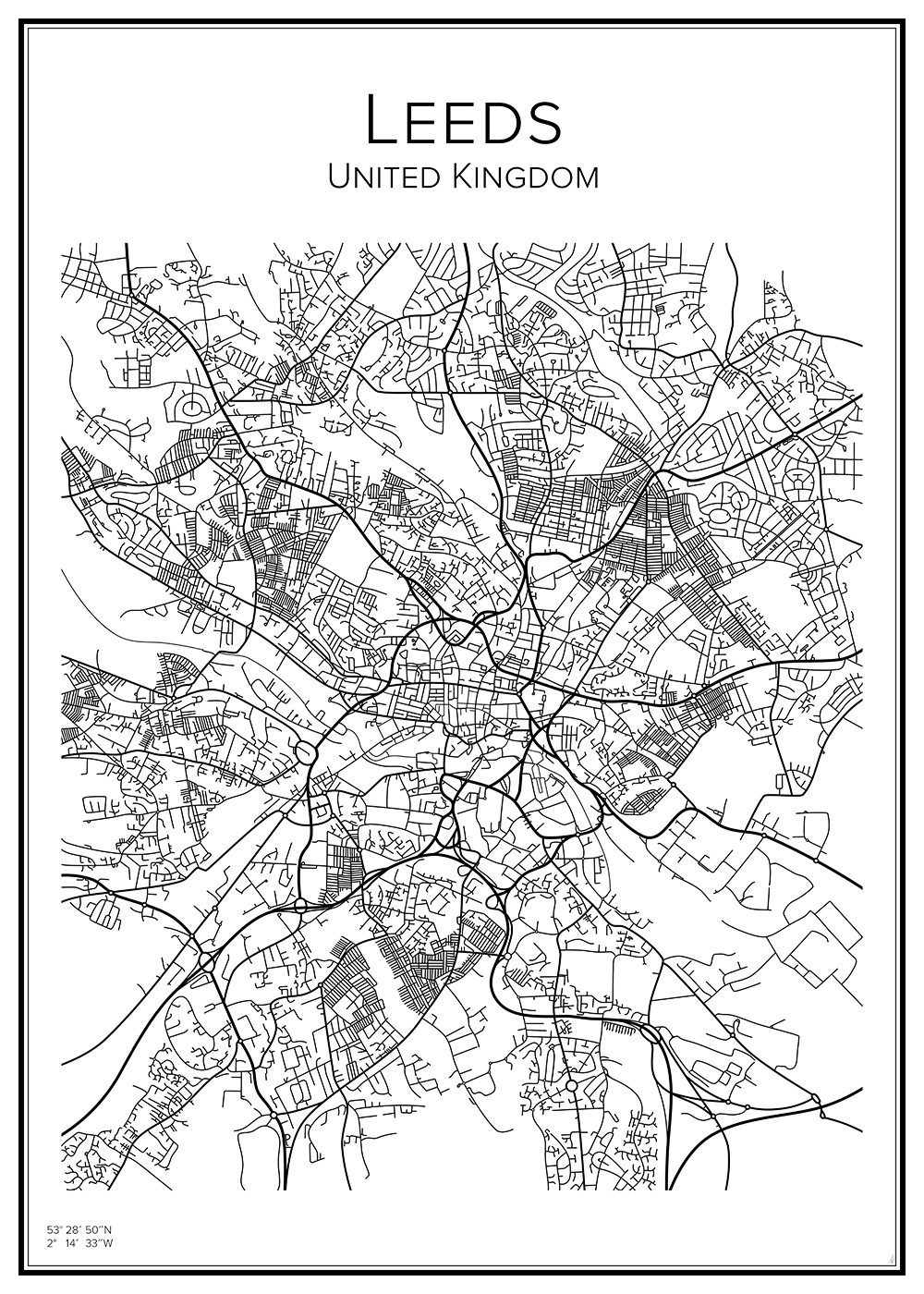 Stadskarta över Leeds