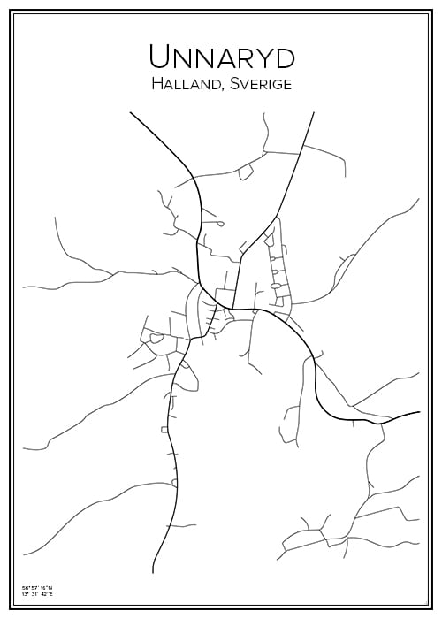 Stadskarta över Unnaryd