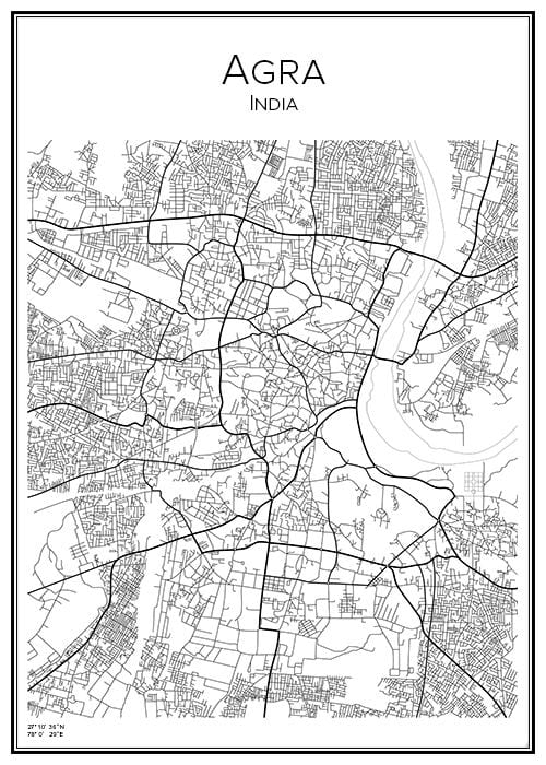 Stadskarta över Agra