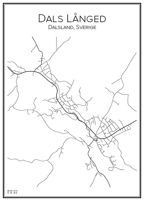 Stadskarta över Dals Långed