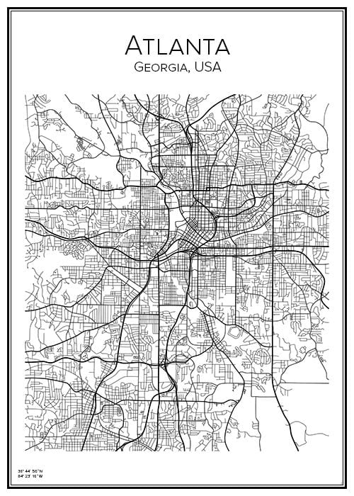 Stadskarta över Atlanta