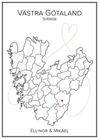 Kärlekskarta över Västra Götaland