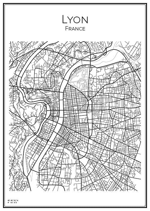 Stadskarta över Lyon