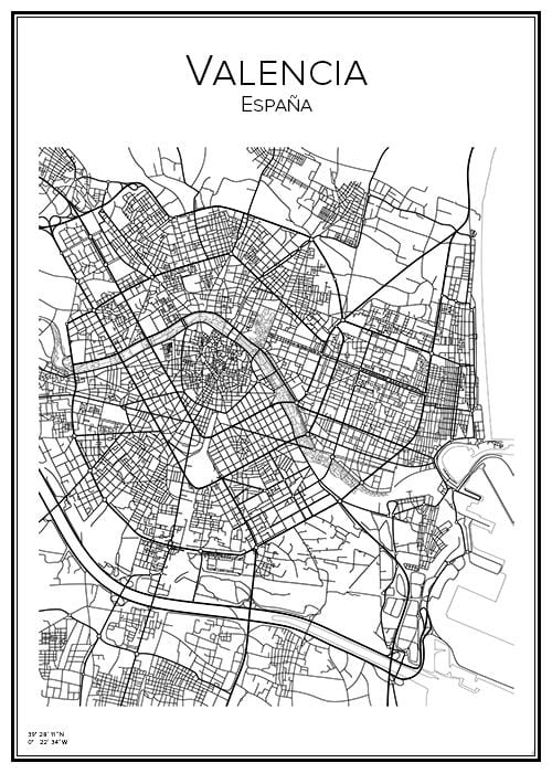 Stadskarta över Valencia