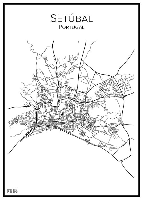 Stadskarta över Setúbal