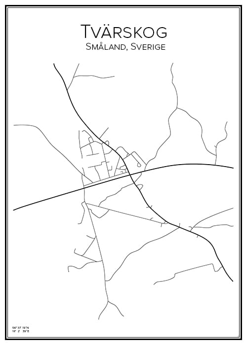 Stadskarta över Tvärskog
