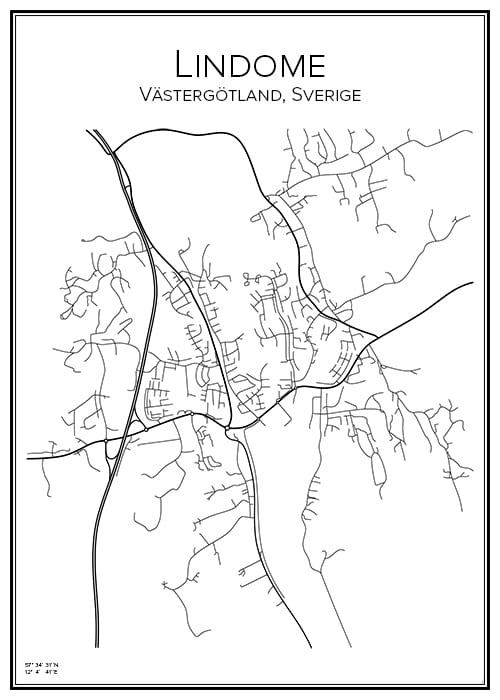 Stadskarta över Lindome