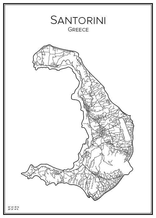 Stadskarta över Santorini