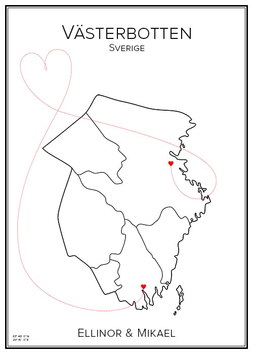 Kärlekskarta över Västerbotten