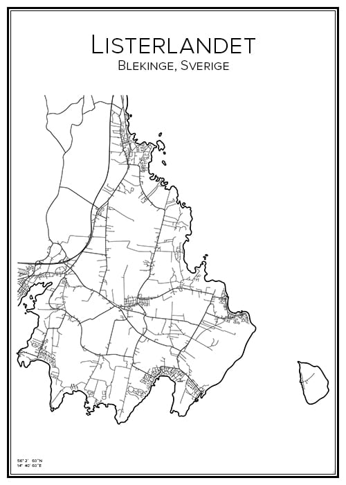 Stadskarta över Listerlandet