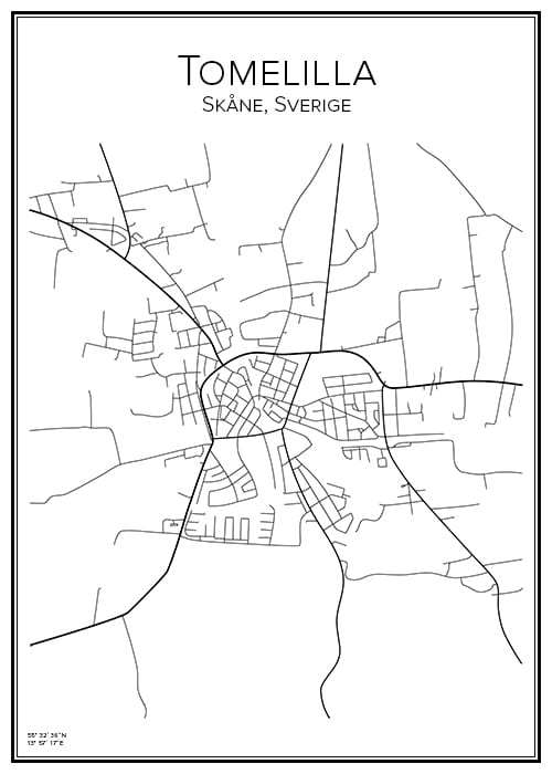 Stadskarta över Tomelilla