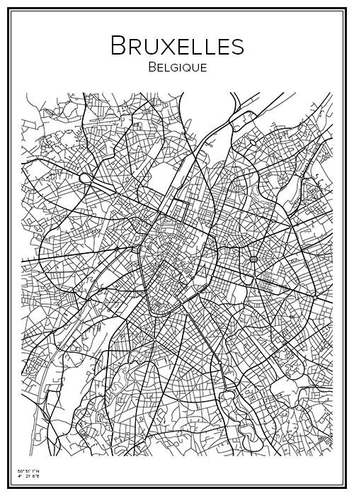 Stadskarta över Bryssel