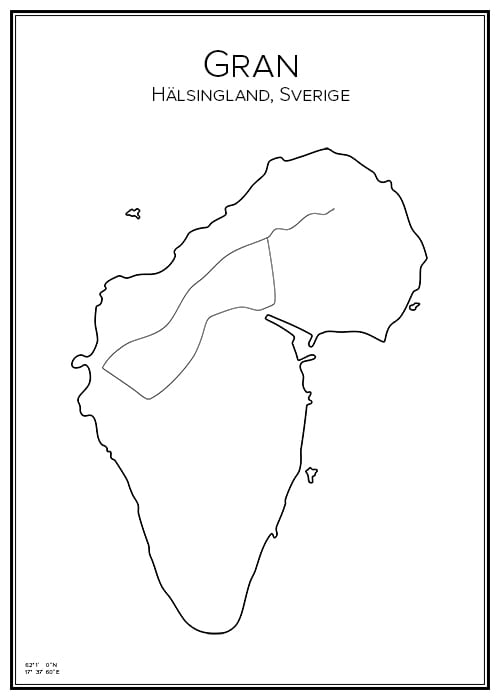 Stadskarta över ön Gran