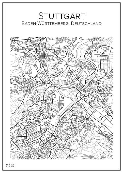 Stadskarta över Stuttgart