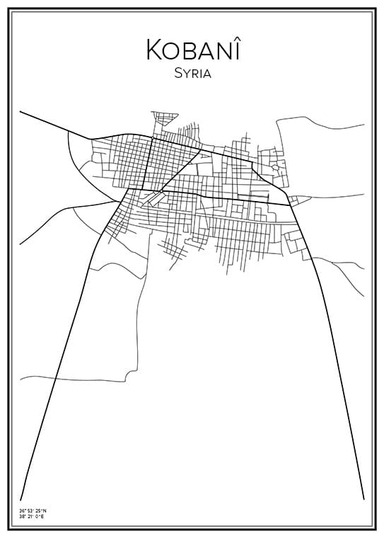 Stadskarta över Kobani