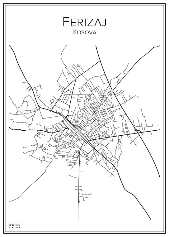 Stadskarta över Ferizaj
