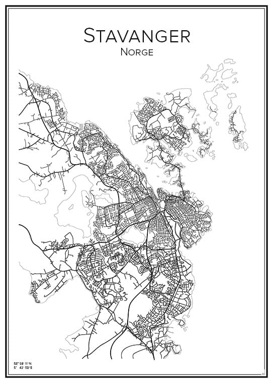 Stadskarta över Stavanger