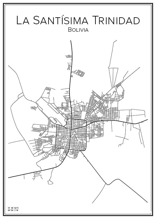 Stadskarta över La Santísima Trinidad