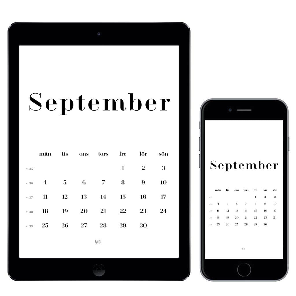 Gratis kalender för september 2017