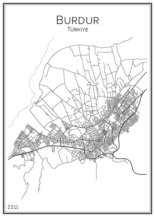 Stadskarta över Burdur