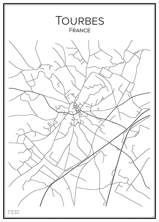 Stadskarta över Tourbes