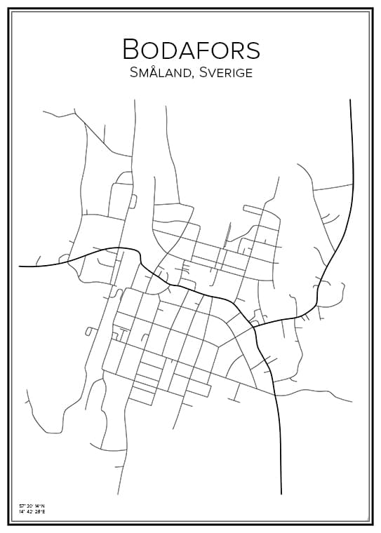 Stadskarta över Bodafors