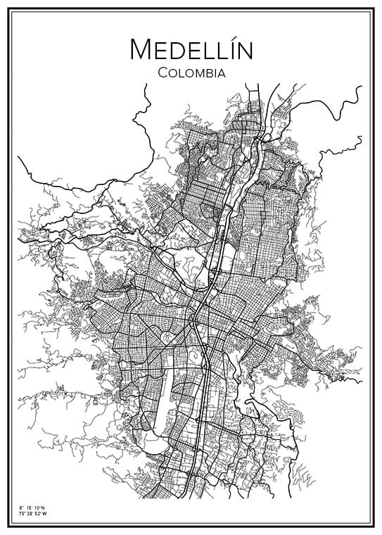 Stadskarta över Medellín