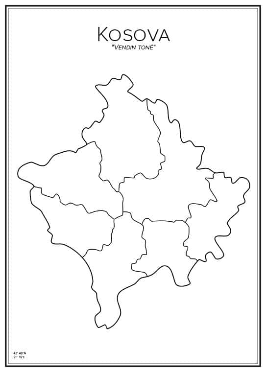 Stadskarta över Kosovo