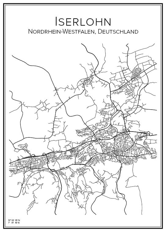 Stadskarta över Iserlohn