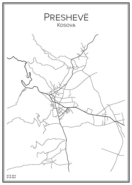 Stadskarta över Preshevë