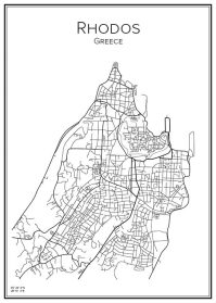 Stadskarta över Rhodos