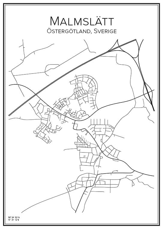Stadskarta över Malmslätt
