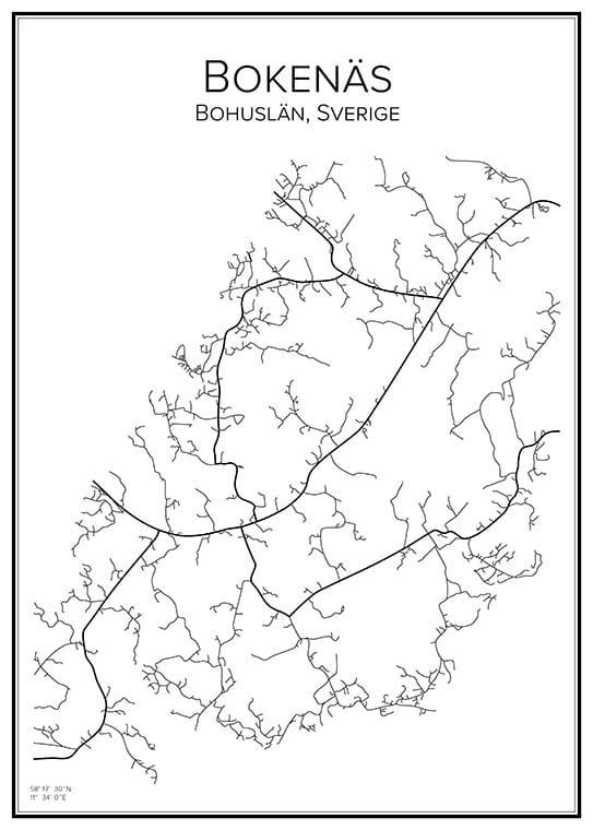 Stadskarta över Bokenäs socken