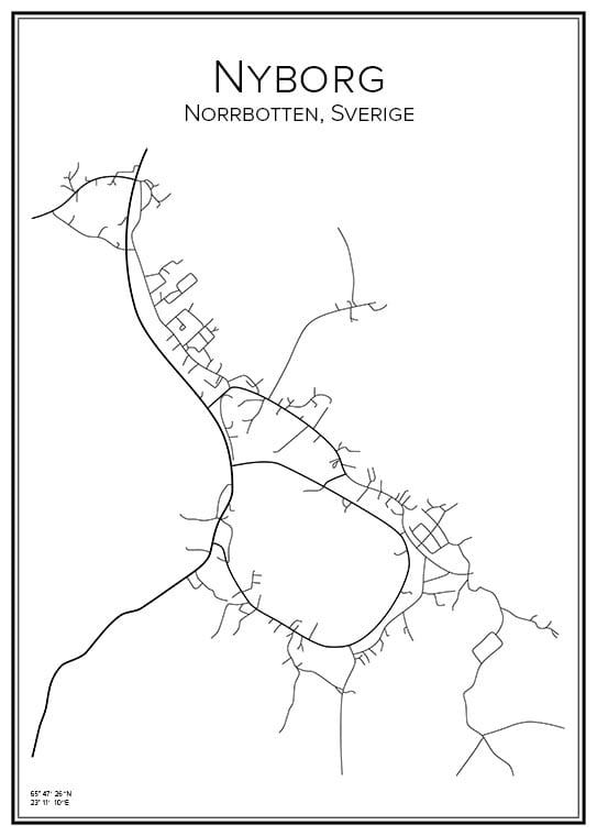 Stadskarta över Nyborg i Kalix
