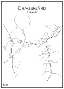 Stadskarta över Dragsfjärd Handritade stadskartor och posters